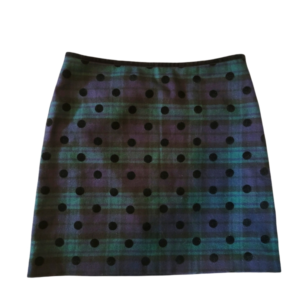 TALBOTS TARTAN PLAID POLKA DOT WOOL SKIRT 14P